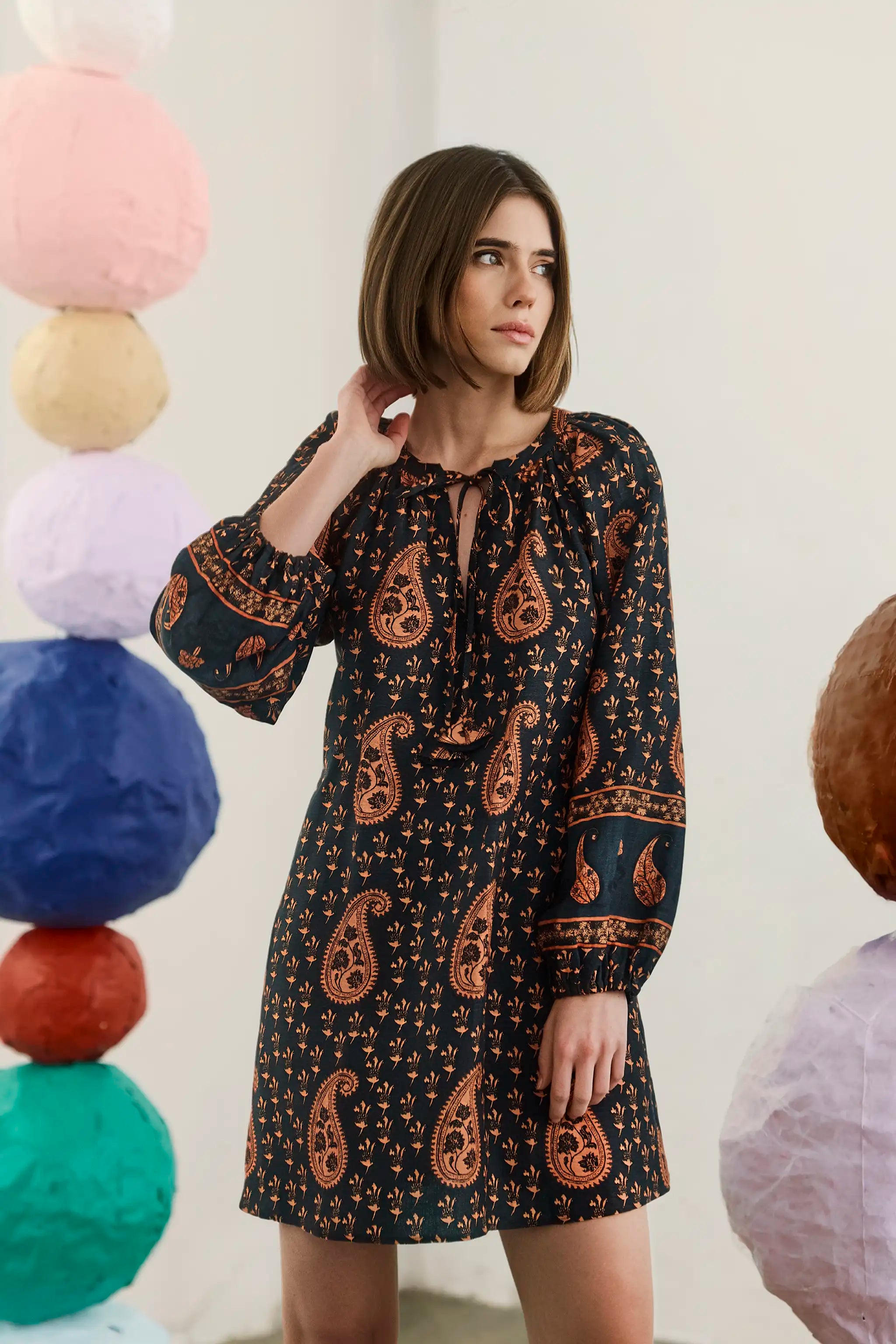 Lisette Dress | Paisley Long Sleeve Dress | Hunter Bell