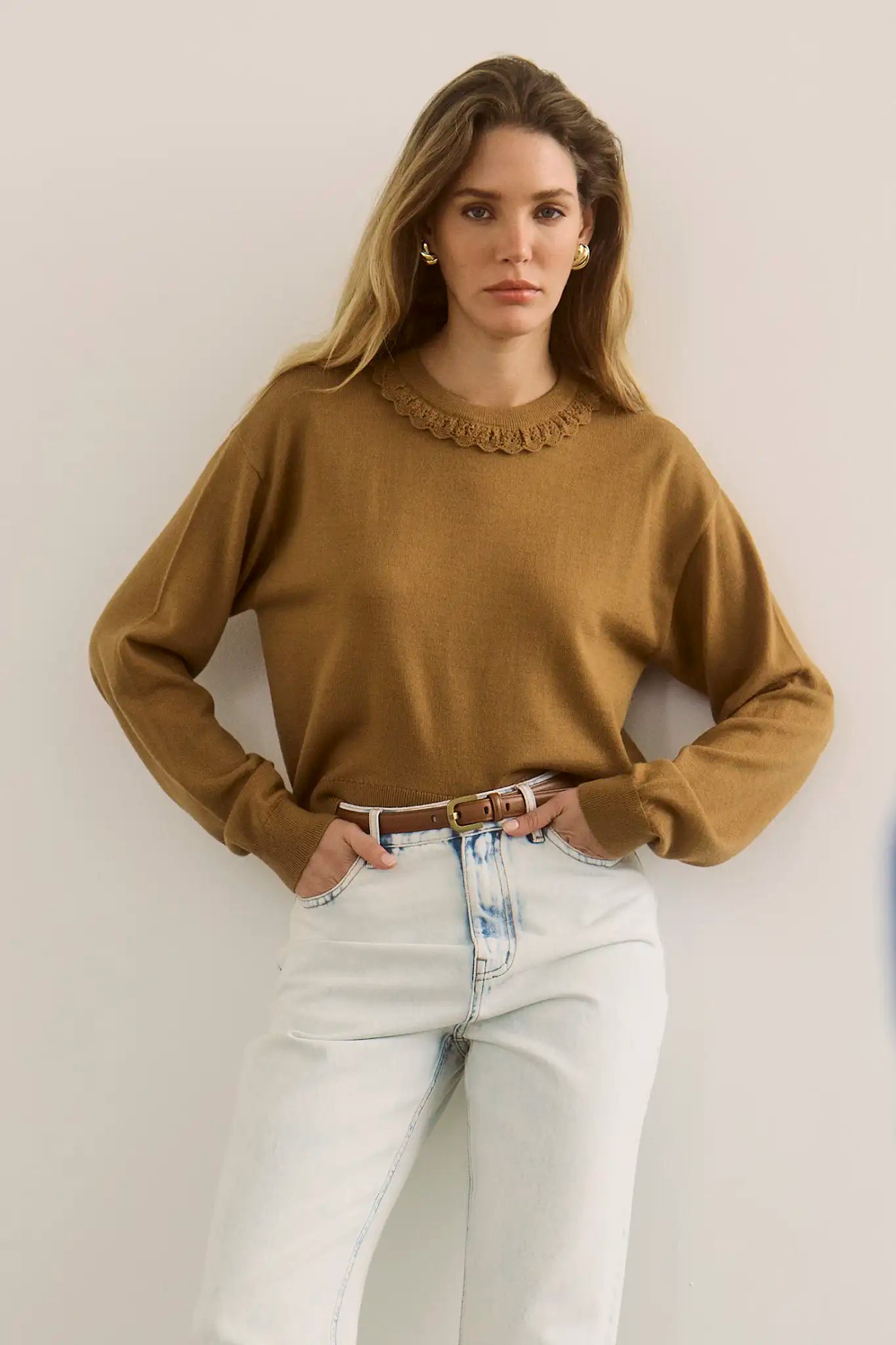 Opal Sweater | Lace Trim Sweater | Hunter Bell