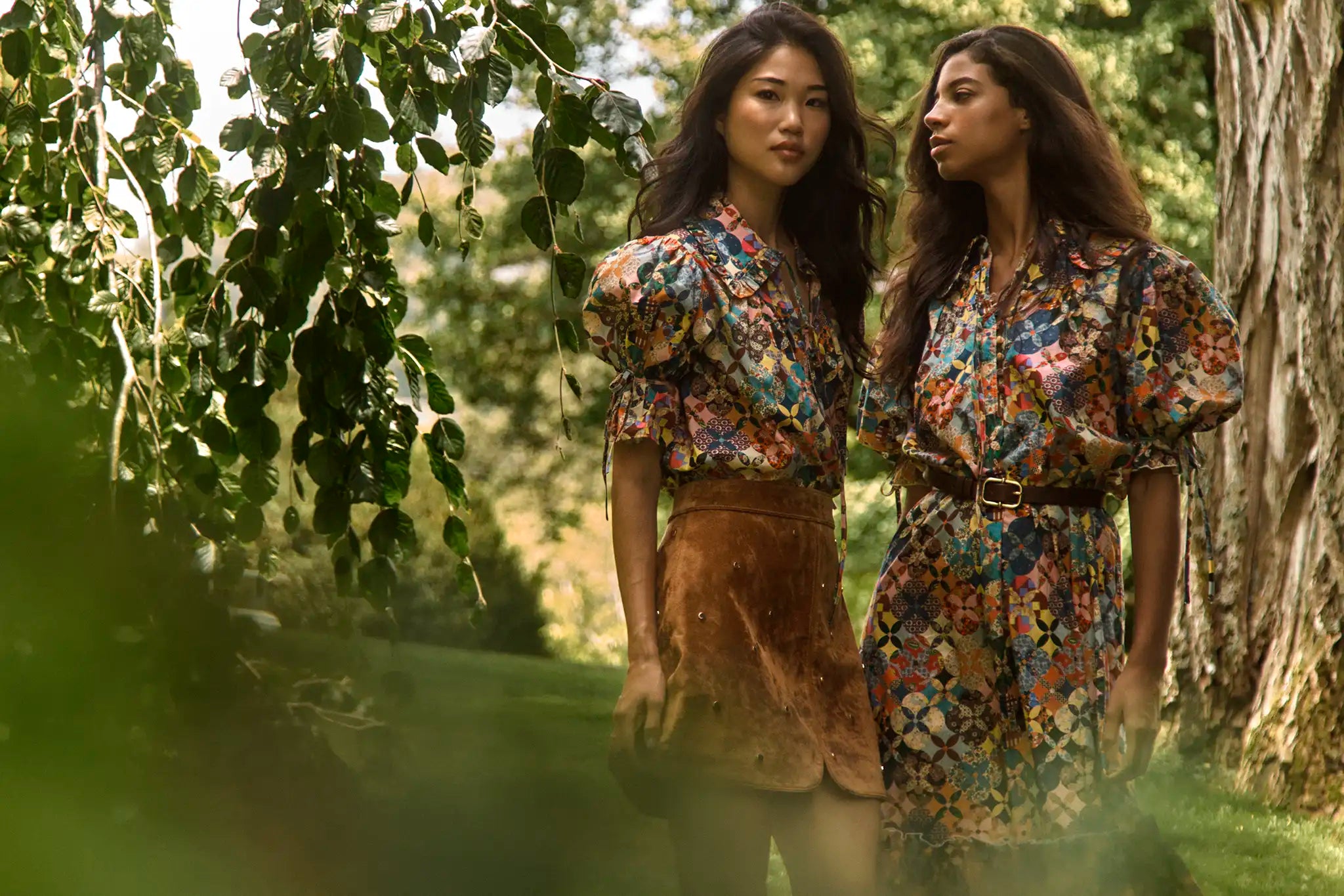 Hawkins Top and Bay Skirt in Bermuda Toile and Cecily Dress in Bermuda Toile