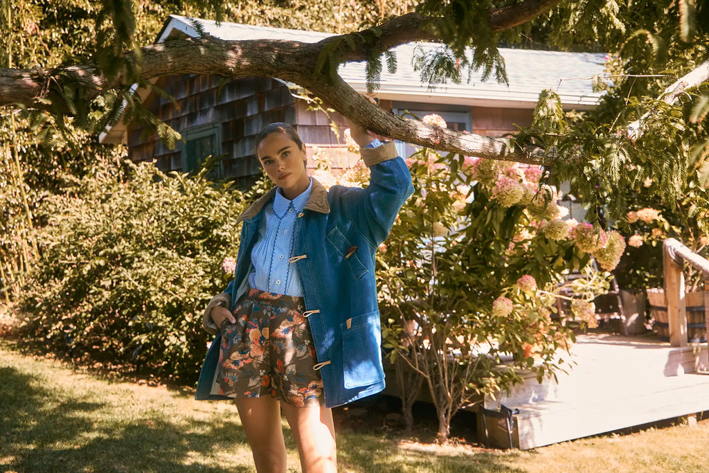 Martini Coat in floral quilt.