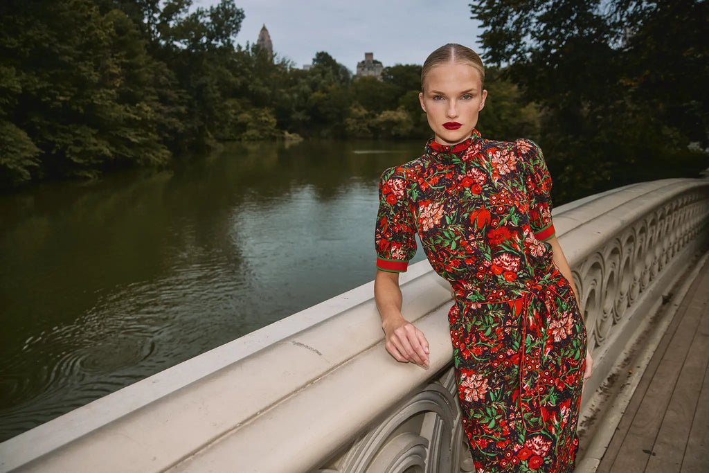 Jenkins Dress in floral quilt.