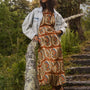 The Faith Dress in Amber Glen Cream paired with Solene Jacket in Washed Blue Denim.