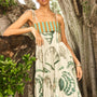The Dolly Dress in Somers Shell Cream with full shirred skirt.
