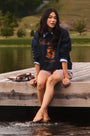 The Heritage Sweatshirt in Midnight blue paired with the Jemma Shorts.