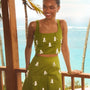 The Carissa Bustier in Palm Sand Dollars paired with matching Ida Skirt. 