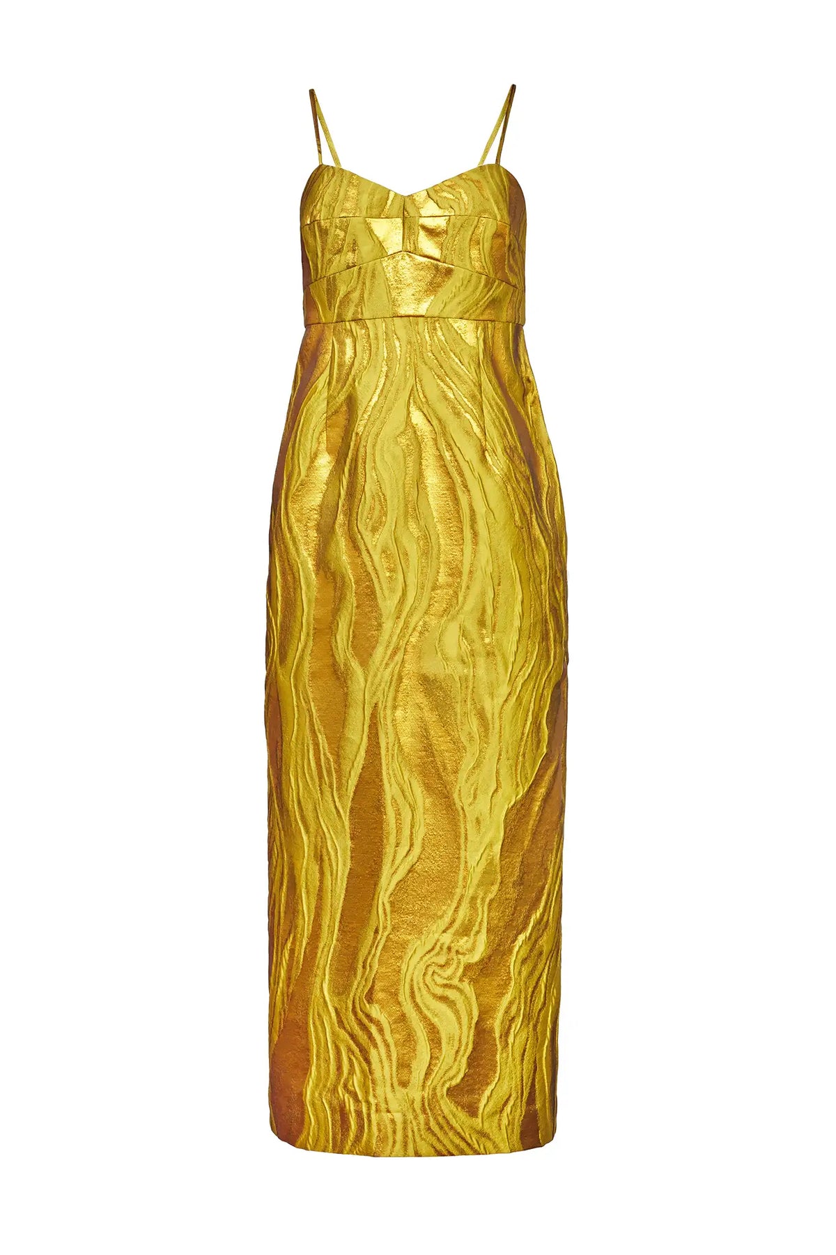 The Amal Dress in Gilded Jacquard.