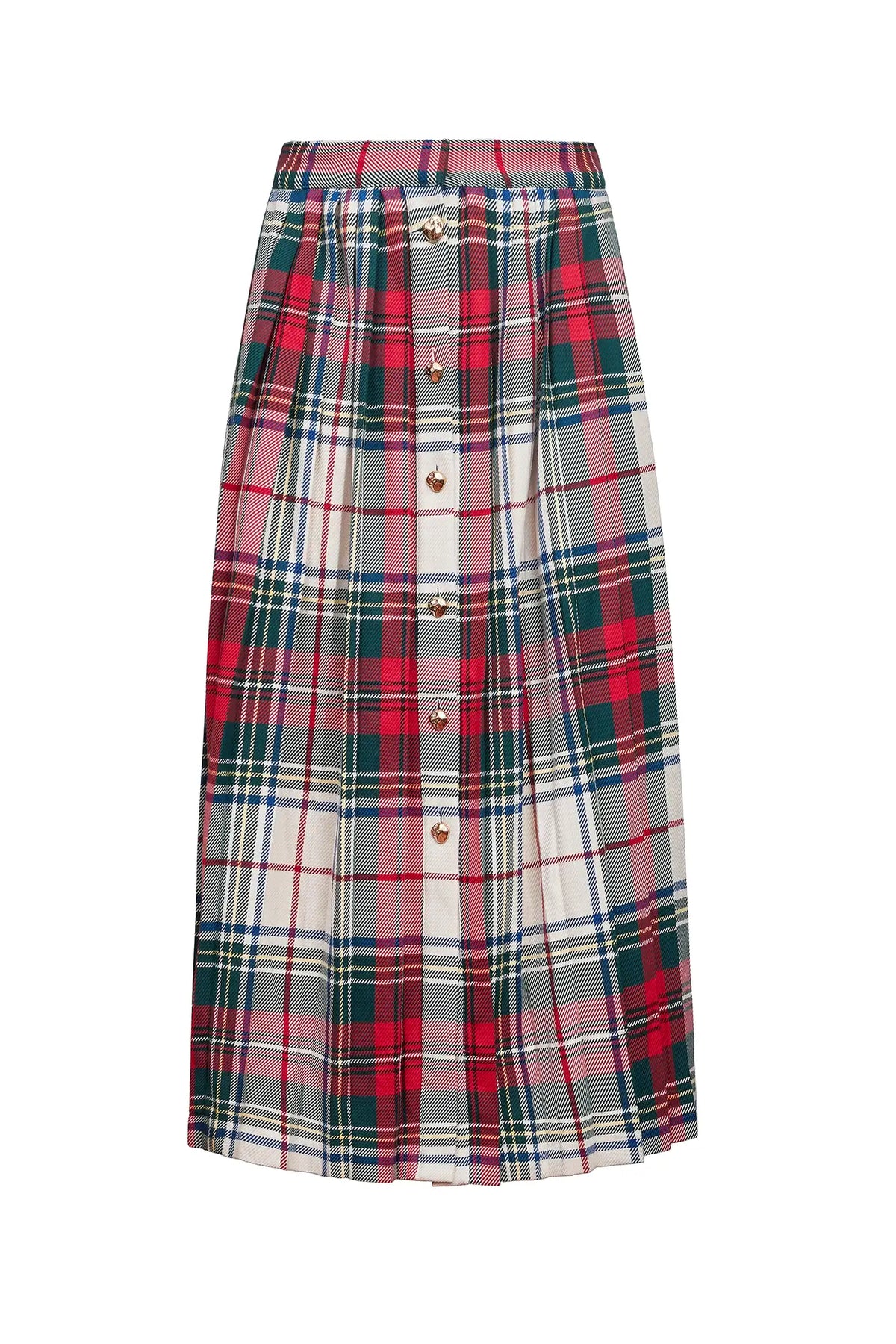 The Harlan Skirt in Kensington Plaid Crimson. 