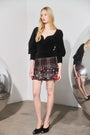 The Abrams Top in Velvet Onyx paired with the Parlour Plaid Garnet.