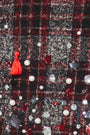 Close up of the Bonham Jacket in Parlour Plaid Garnet. 