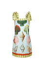 The Alba Dress, mini mint dress with colorful shells and striped straps.