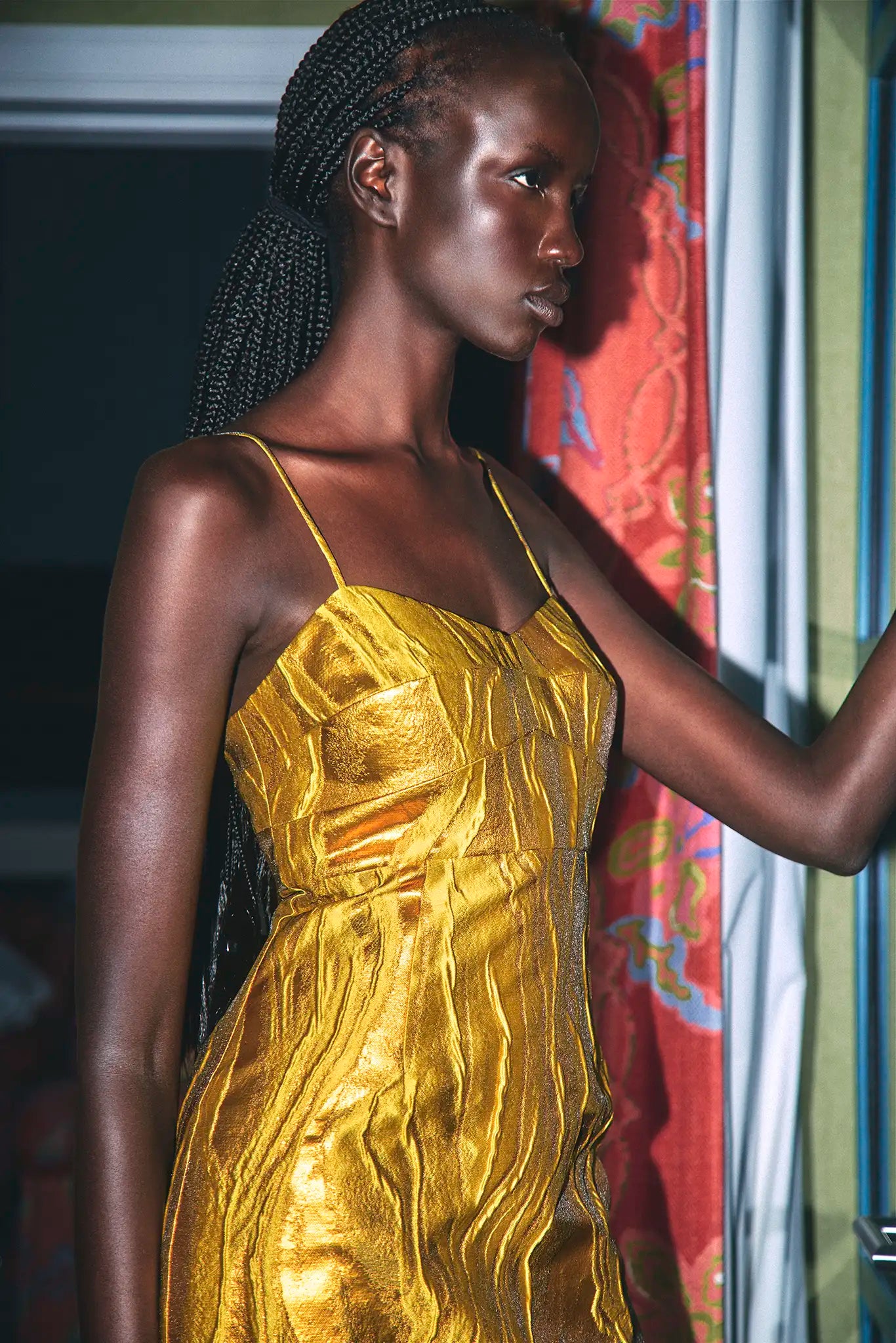 The Amal Dress in Gilded Jacquard.