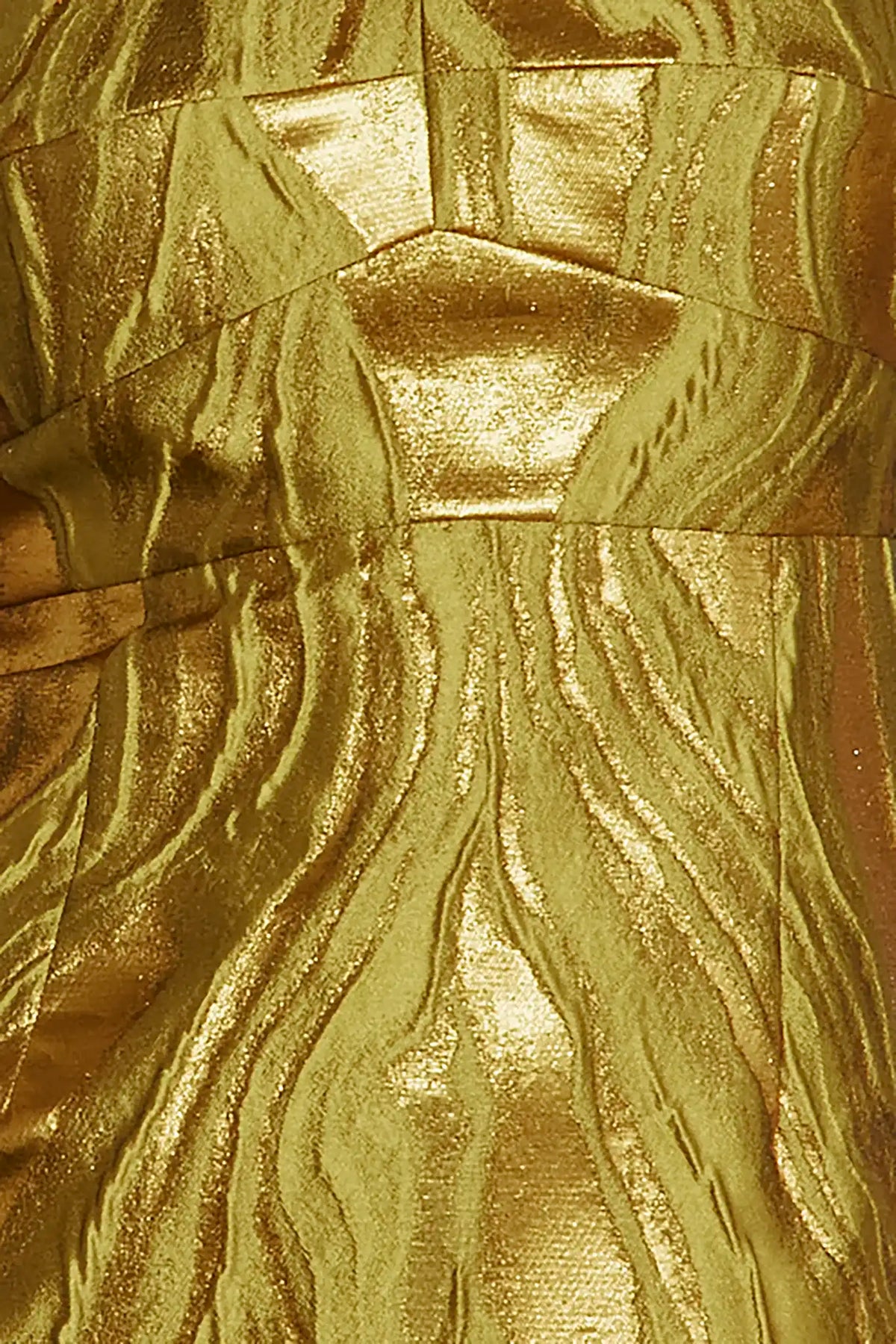 Close up of the Amal Dress in Gilded Jacquard.