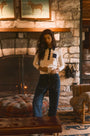The Mallory Jeans in Blue Ridge Denim paired with the Archie Polo in Ivory. 
