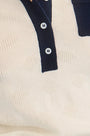 Close up of the Archie Polo in Ivory. 