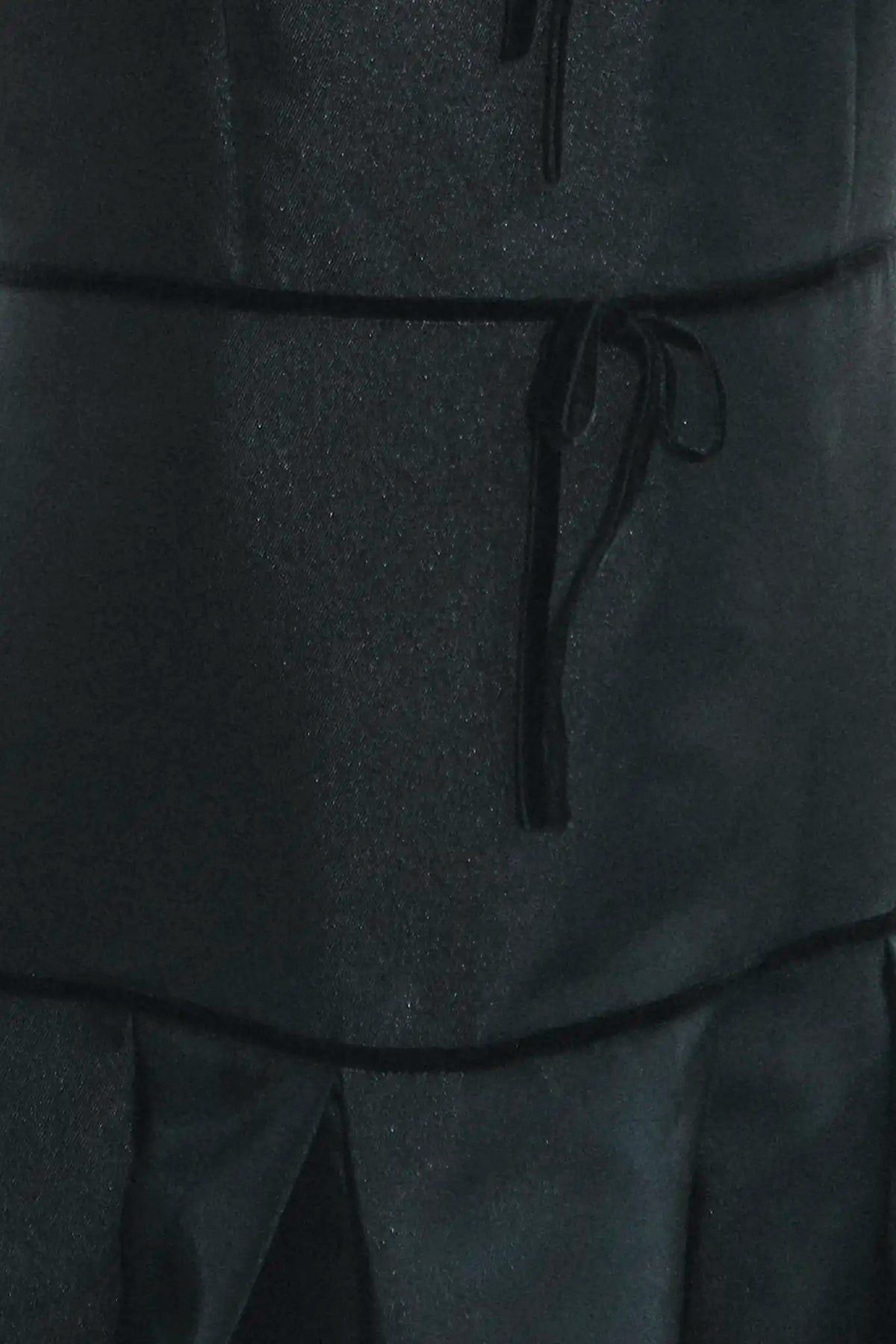 Close up of the Arlington Dress in Noir. 