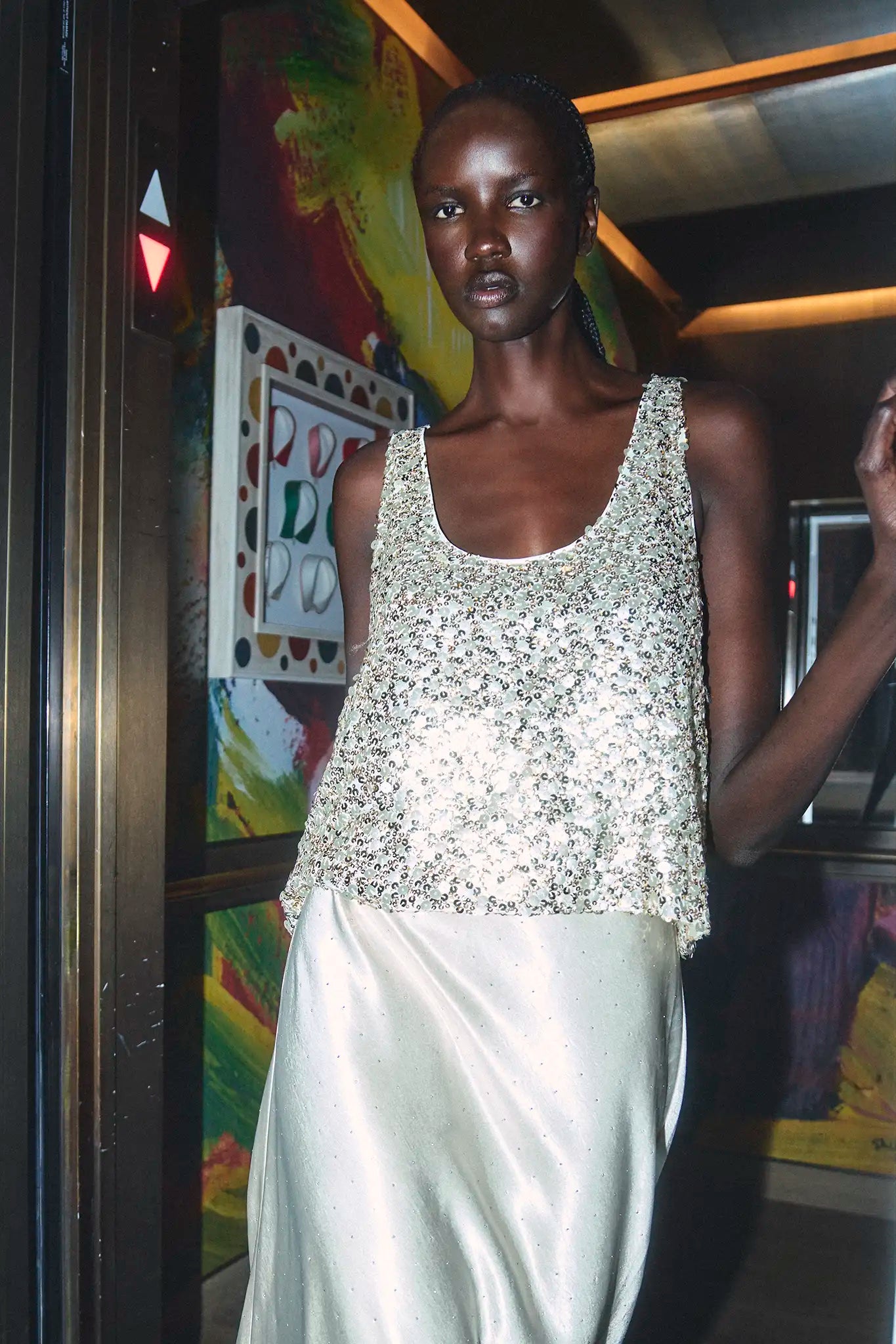 The Ashby Tank in Golden Hour paired with the Suki Skirt in Champagne on Fifth. 
