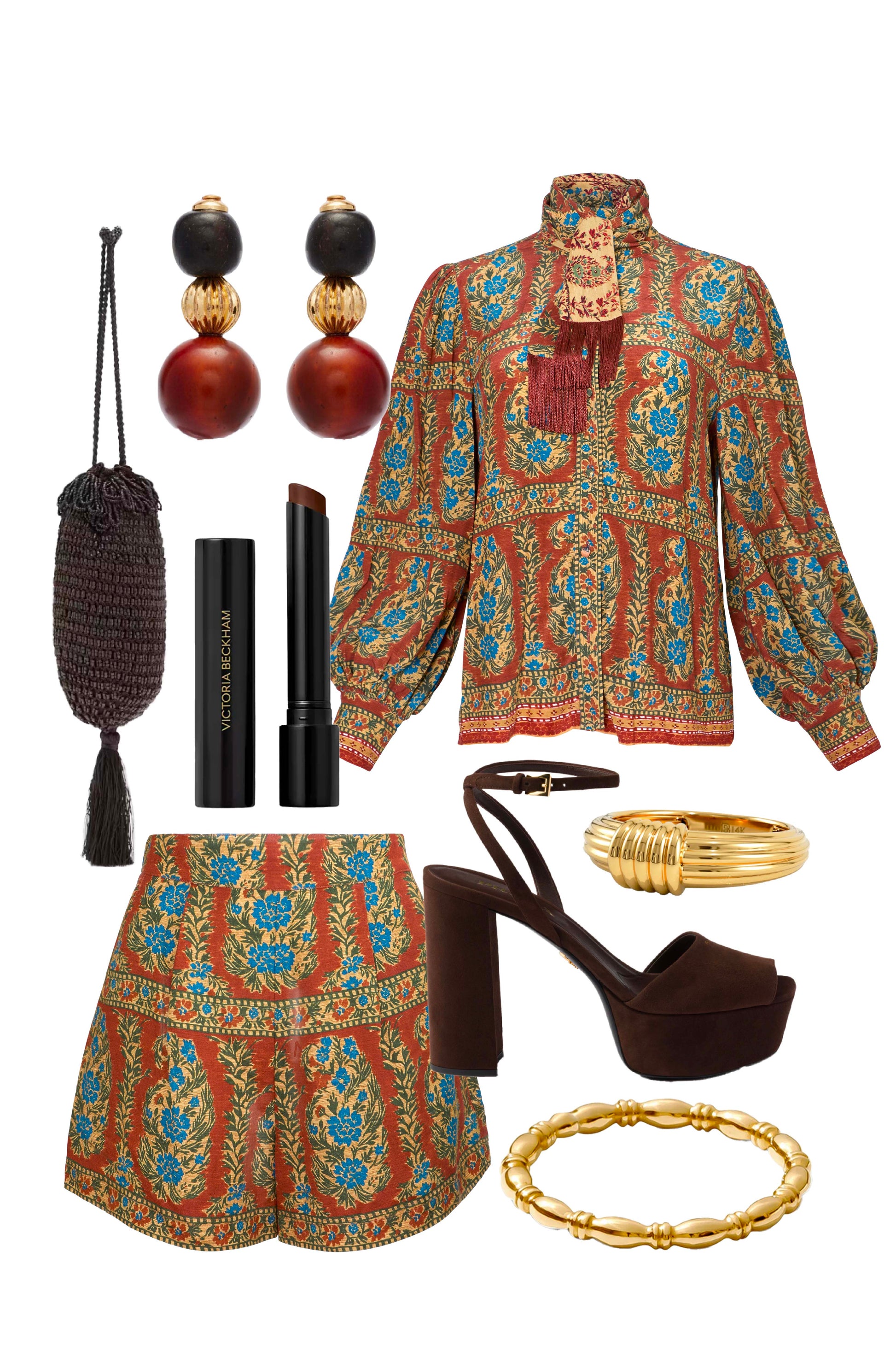 Karis Blouse and Ashton Shorts in Amber Glen Brown styled.