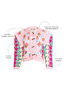 A cropped long-sleeve quilted jacket with a wooden toggle closure in multiple pastels.