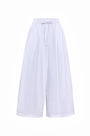 Cotton, white, wide-leg pant with tie. 