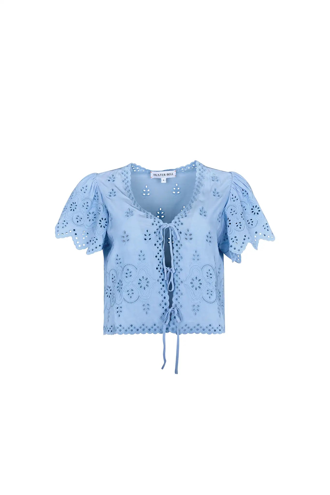 Bardot Top | Eyelet Tie Front Top | Hunter Bell