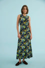 The Barker Dress, floral sleeveless midi dress, in Primrose.