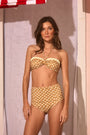 The Bermuda Bikini Bottom paired with the Belize Bikini Top in Coconut Sand Dot.