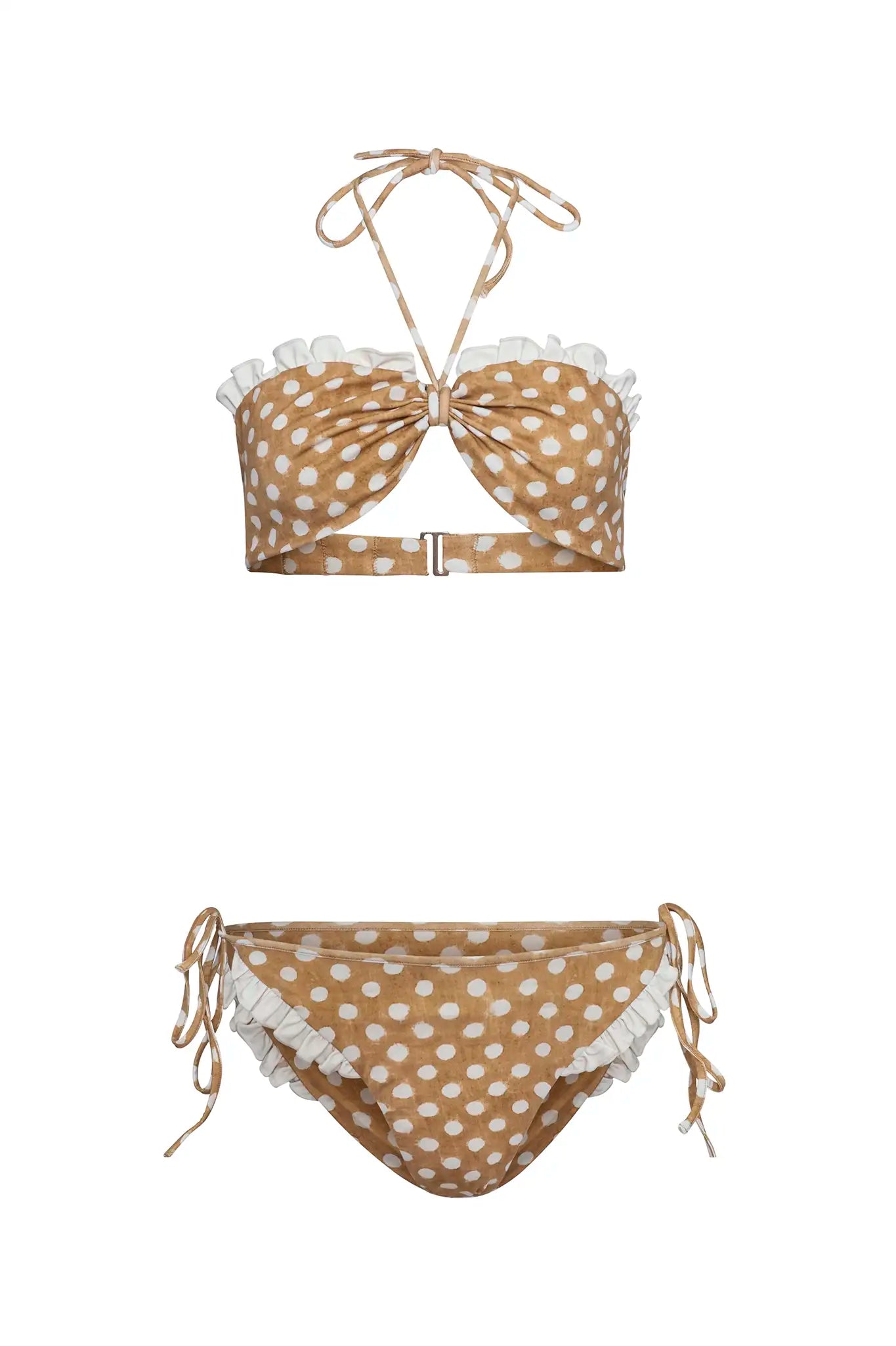 The Belize Bikini Bottom and Belize bikini top in Coconut Sand Dot.