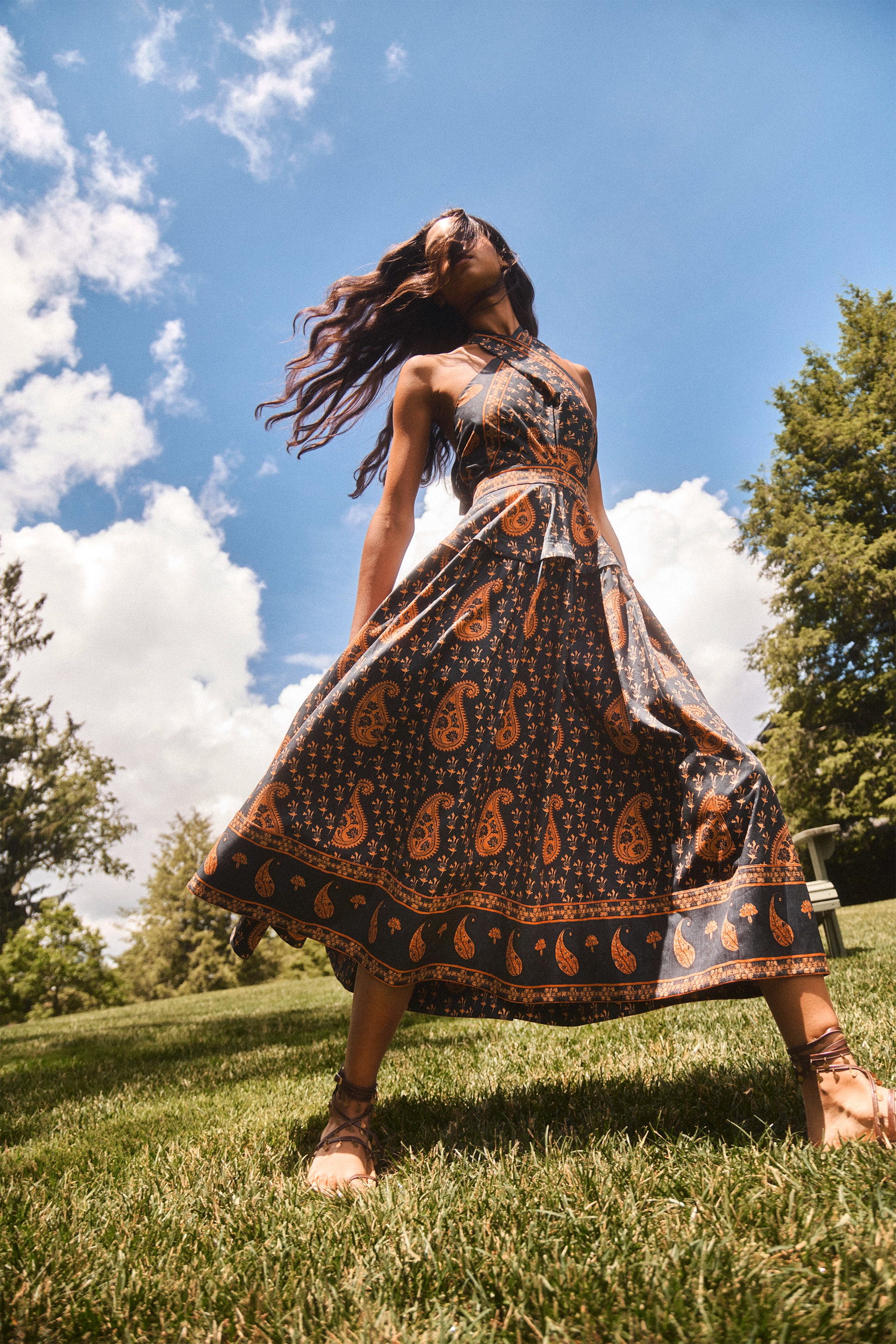 Bellamy Dress | Paisley Crossover Halter Dress