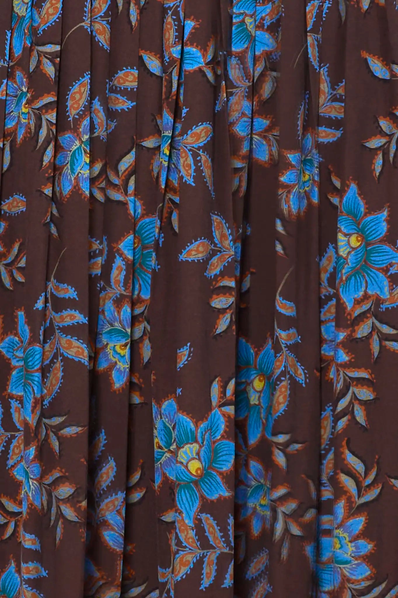 Close up of the Berkman Skirt in Wild Vine Brown.
