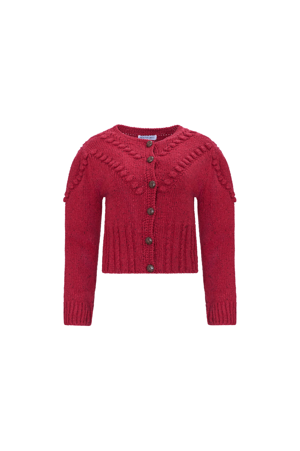 The Bobble Sweater in Maroon.