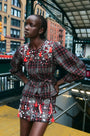 The Bonham Jacket in Parlour Plaid Garnet paired with the matching Britt Mini Skirt.