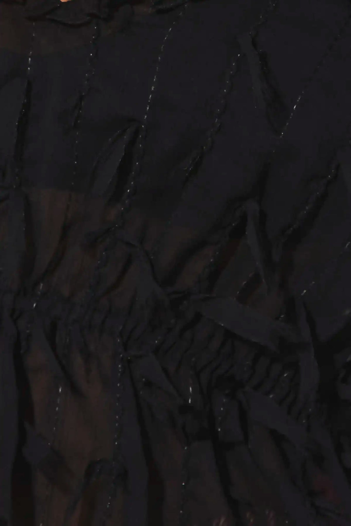 Close up of the Bridges Top in Manhattan Chiffon Onyx.