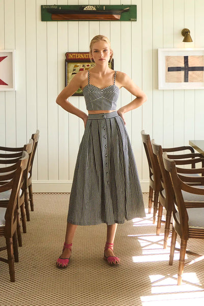 Eva Skirt | Black and White Seersucker Gingham Skirt | Hunter Bell