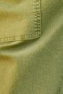 Close up of the Mallory Jean in leaf green denim.