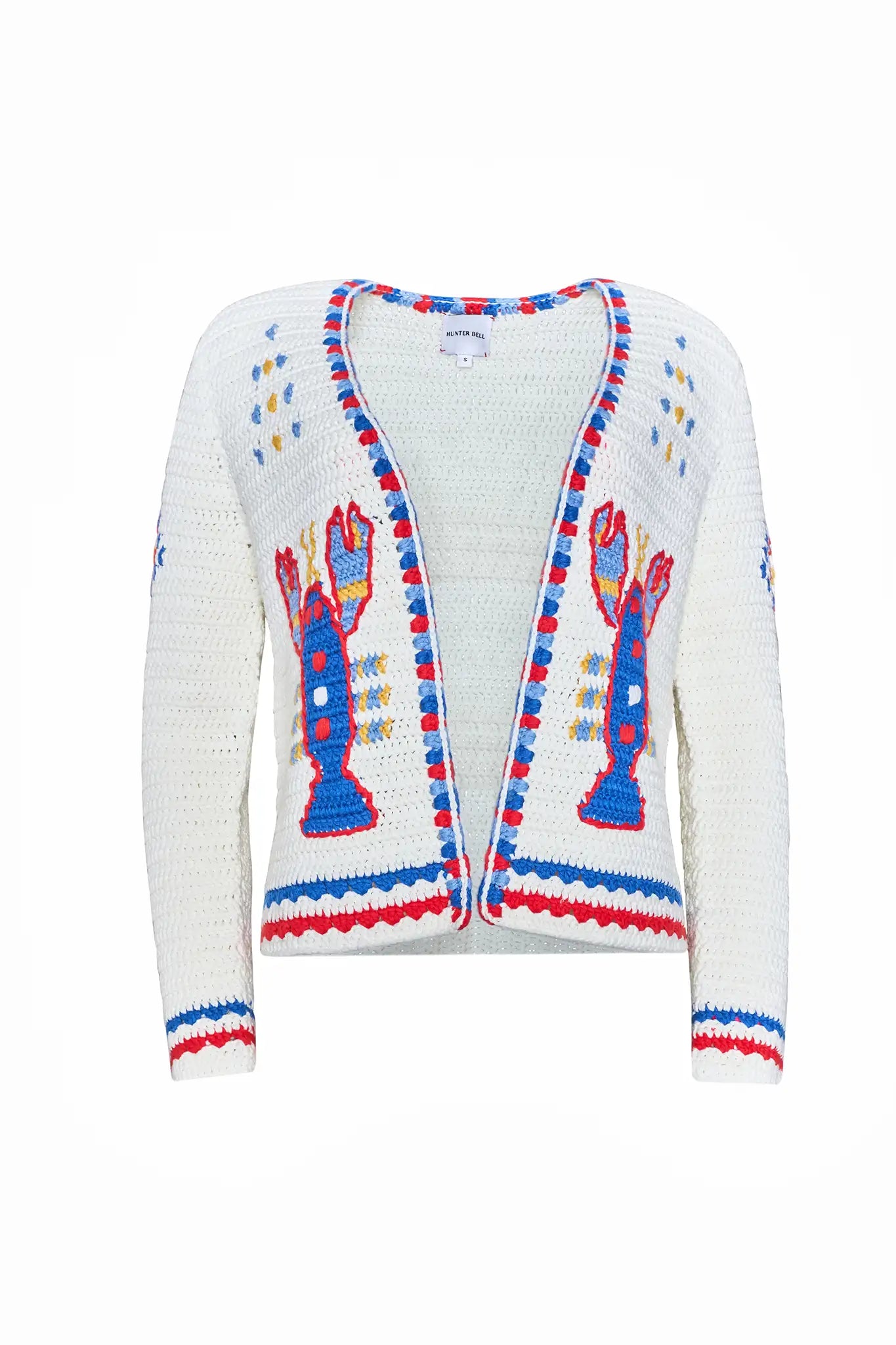 Hunter Bell Callen Cardigan | Lobster Crochet Cardigan | Hunter Bell Lobster Multi / XL in Lobster Multi Size XL Hunter Bell Callen Cardigan | Lobster Crochet Cardigan | Hunter Bell Lobster Multi / XL in Lobster Multi Size XL