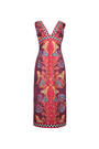 The Caroline Dress in Birds of a Feather Maroon. 
