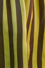 Close up of the Cyprus Pant, dark green & yellow striped pants.