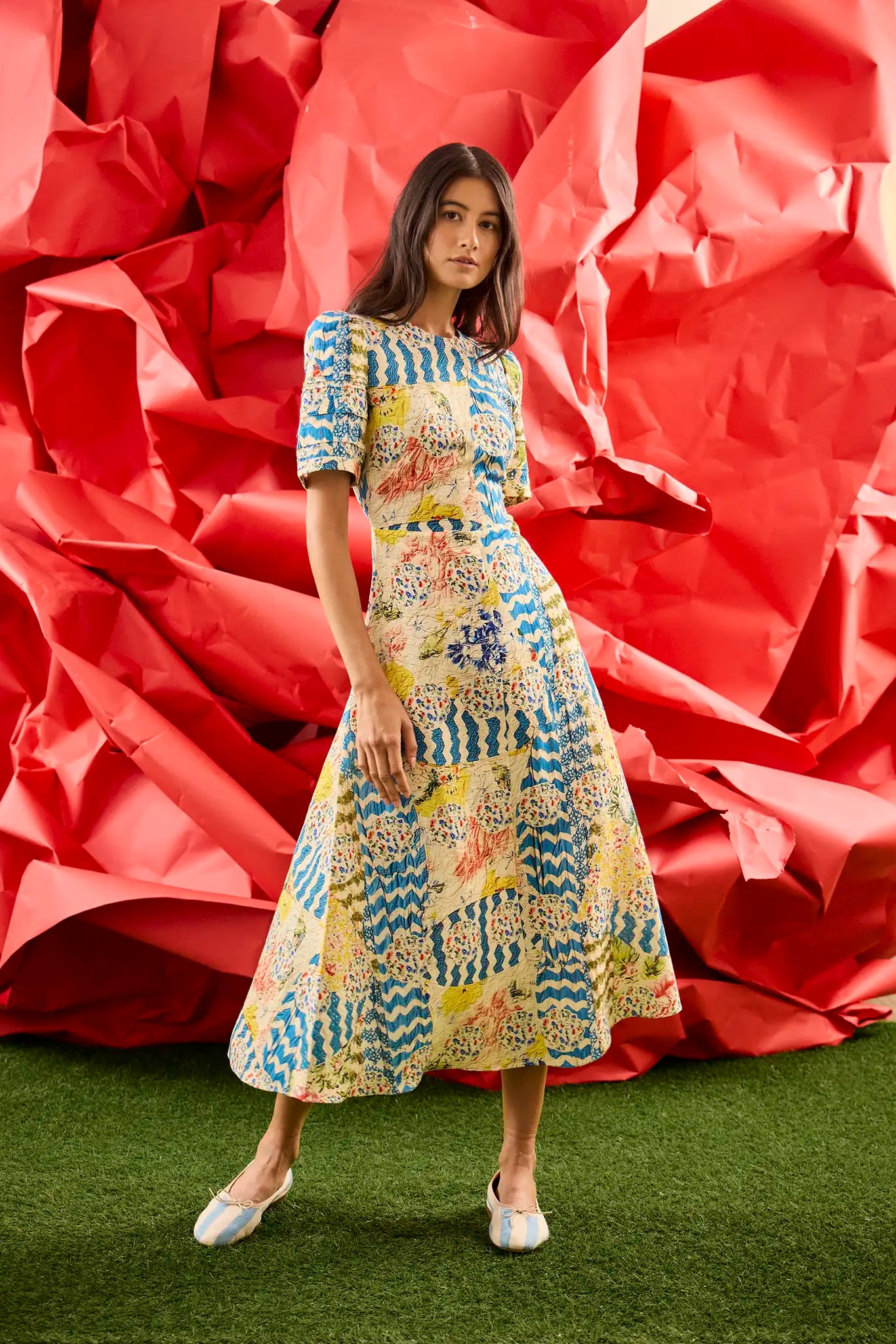The Casey Dress in the morning glory print 