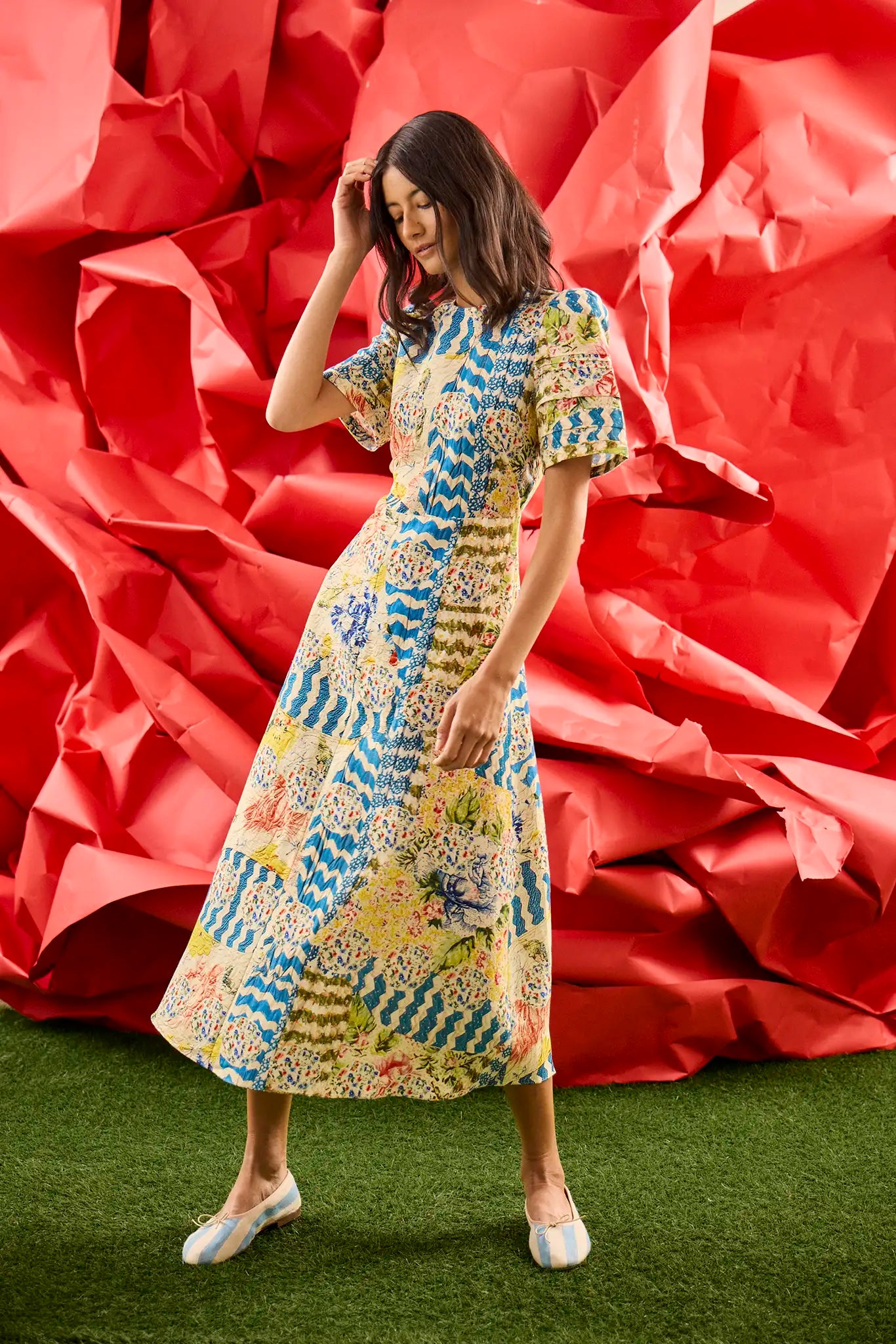 The Casey Dress in the morning glory print 
