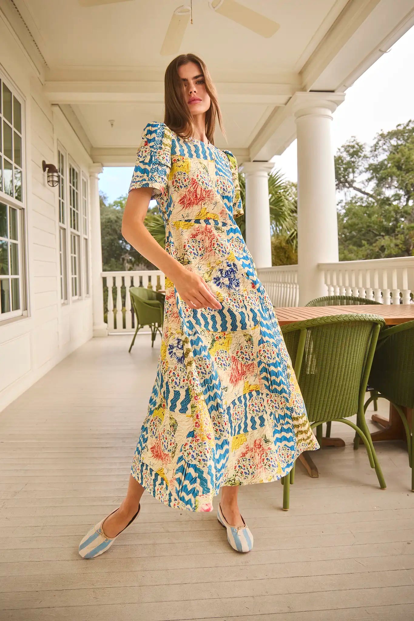 The Casey Dress in the morning glory print 