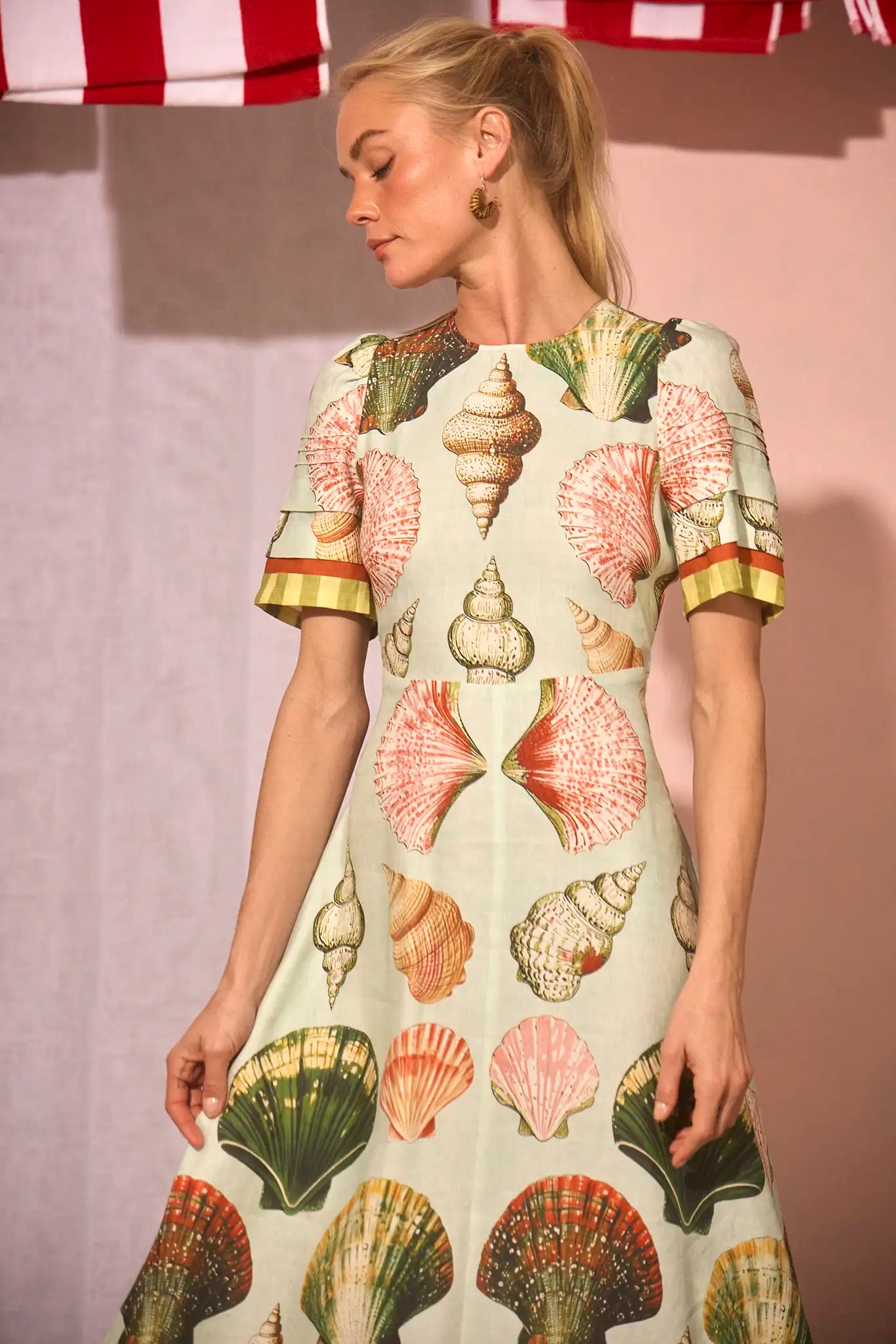 Hunter Bell Women's Casey Dress, Somers Shell Mint, Linen | Size: 6