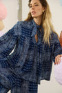 The Celeste Blouse in Inkwell Paisley paired with the matching Briggs Pants. 
