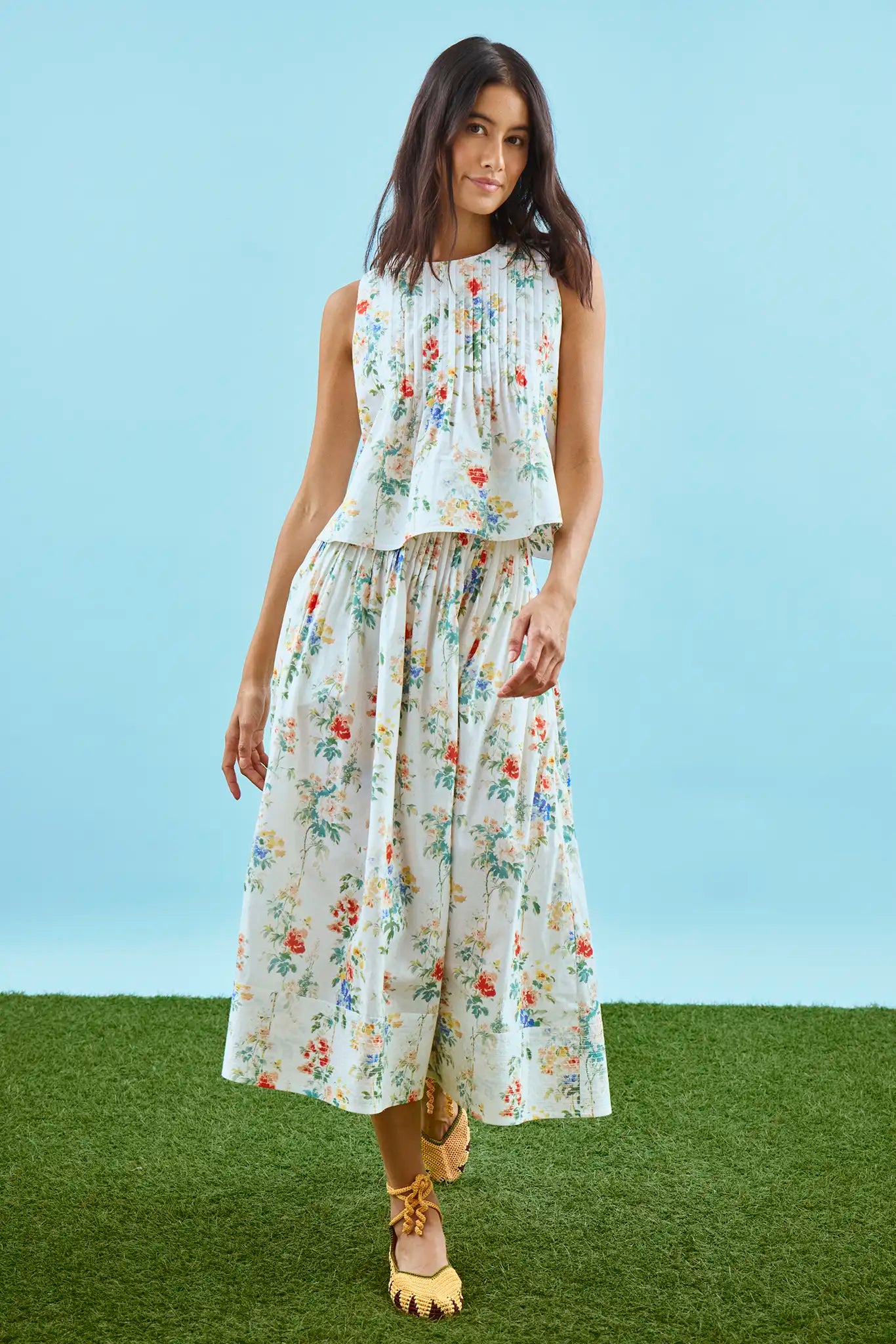The Fallon Skirt in Falling Blossom paired with matching Charles Top