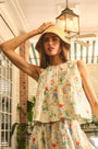 The Charles Top in falling blossom print paired with matching Fallon Skirt