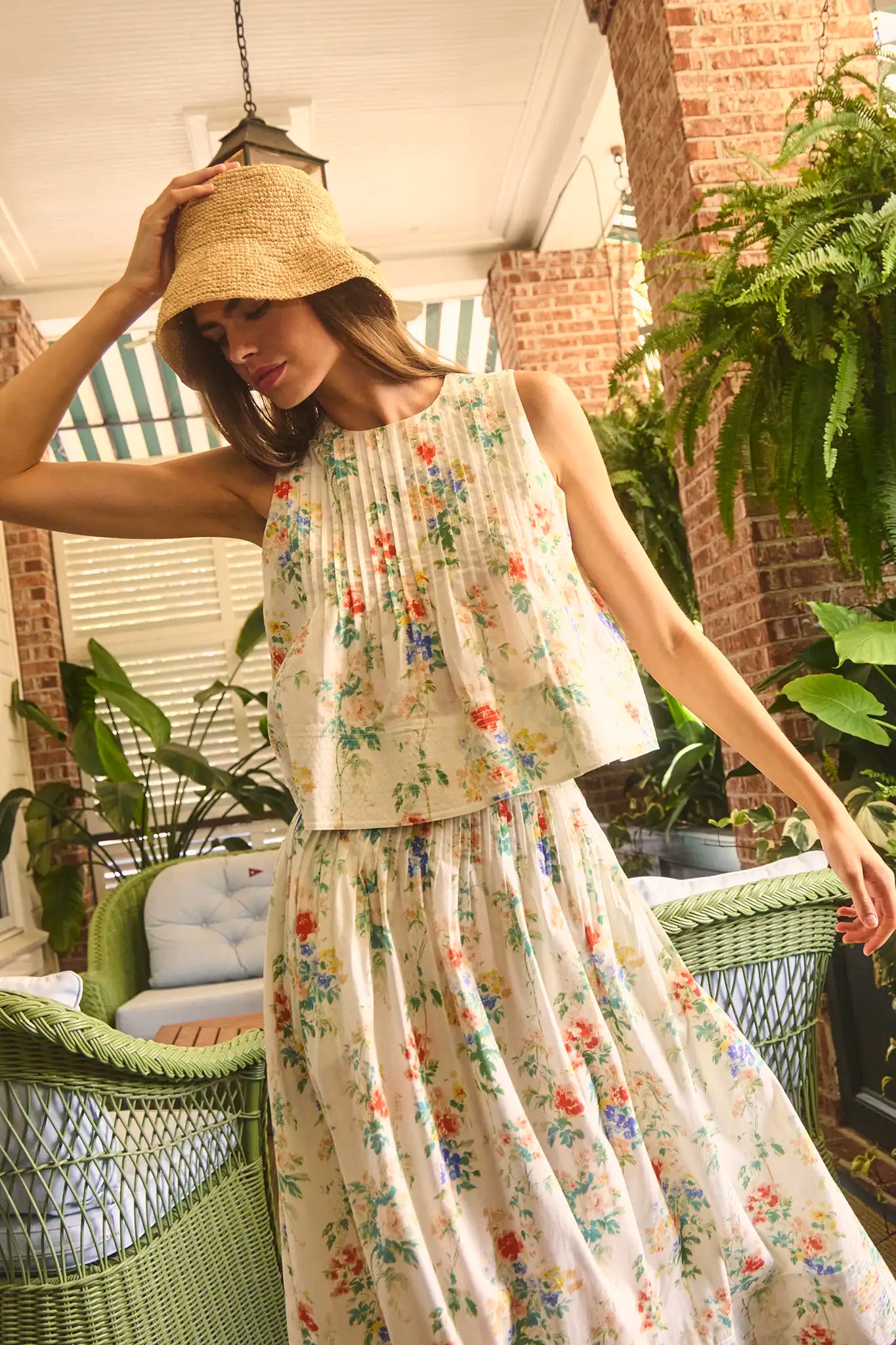 The Fallon Skirt in Falling Blossom paired with matching Charles Top