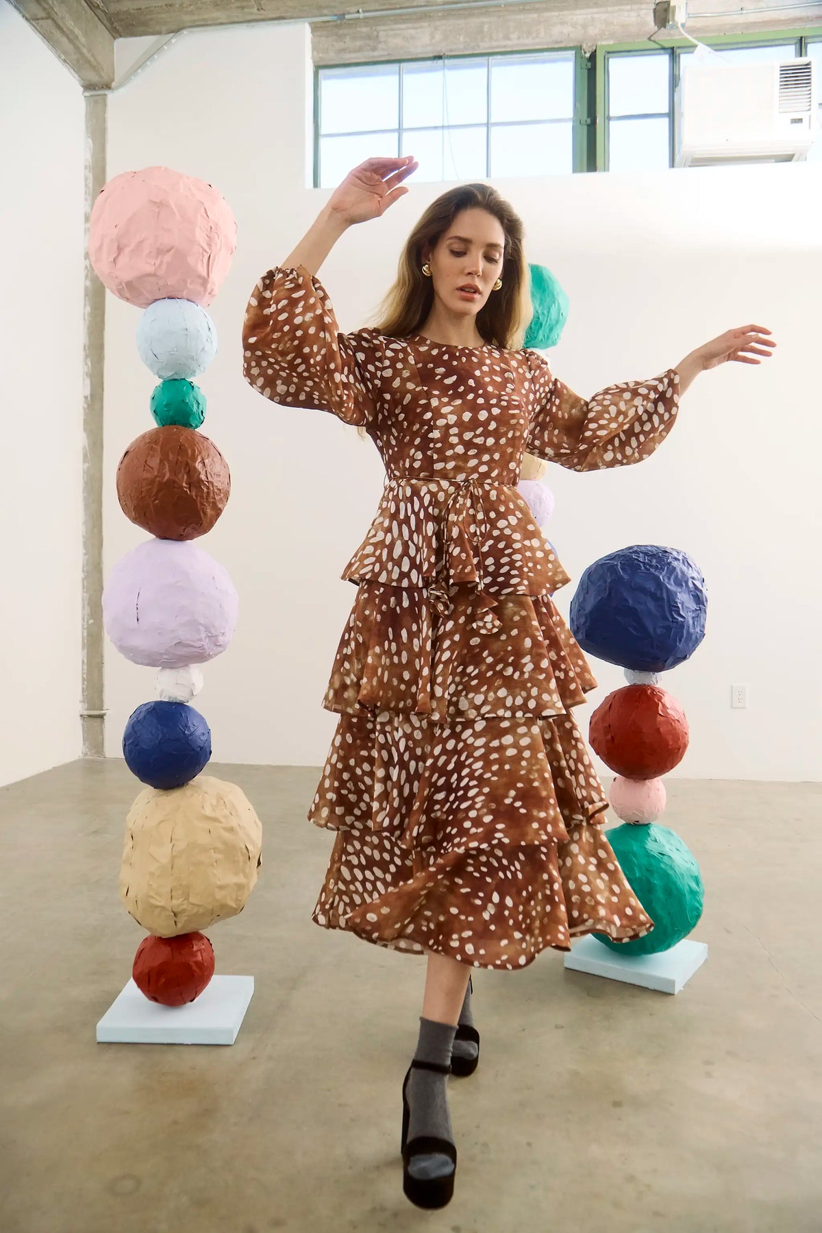 The Chelsea Dress in Dappled Doe. 