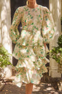 The Chelsea Dress, multi-tiered silk linen dress, in our Garden Rose Peony print.