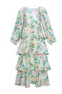 The Chelsea Dress, multi-tiered silk linen dress, in our Garden Rose Peony print.