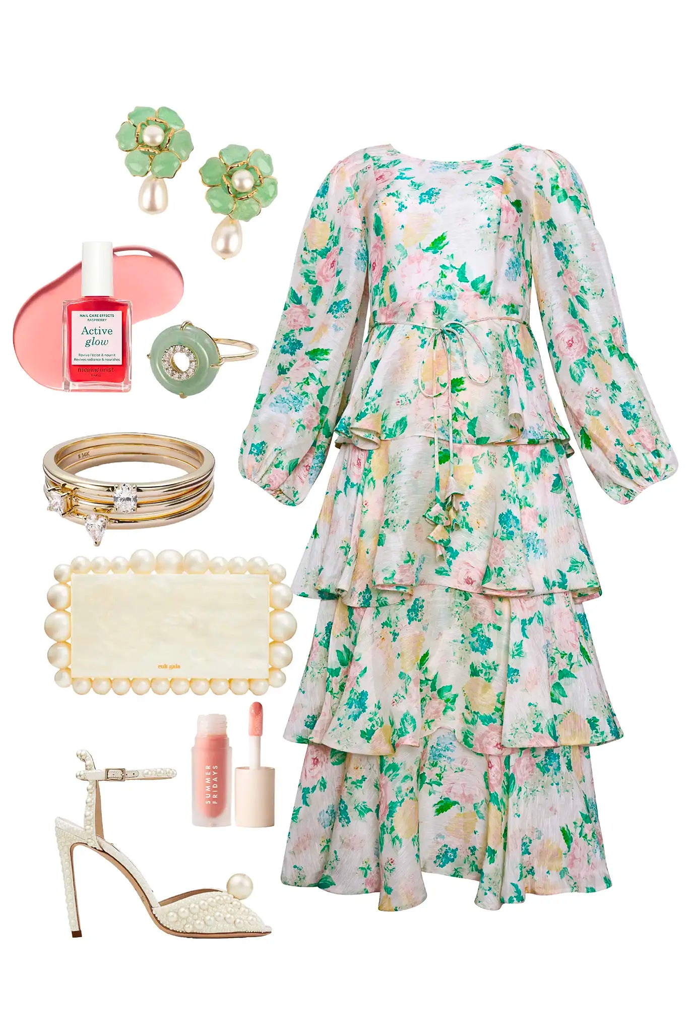 The Chelsea Dress, multi-tiered silk linen dress, in our Garden Rose Peony print styled.