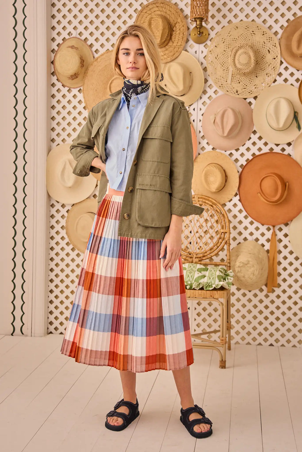 スカート MADISON CHECK SKIRT-PANTS ClarkeShirt-PaleBlue-
